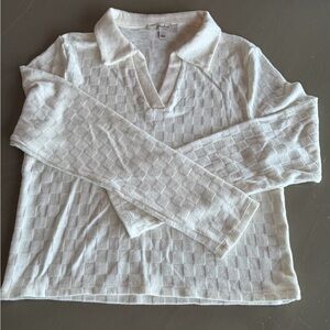 Atelier by Kirious Crop Sweater WMNS L White Pullover VNeck Long Sleeve Stretch